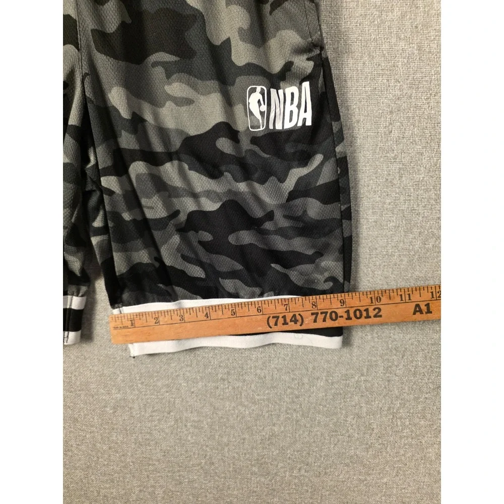 NBA Mens Camo Basketball Shorts Grey Black Mesh Athletic Size Small